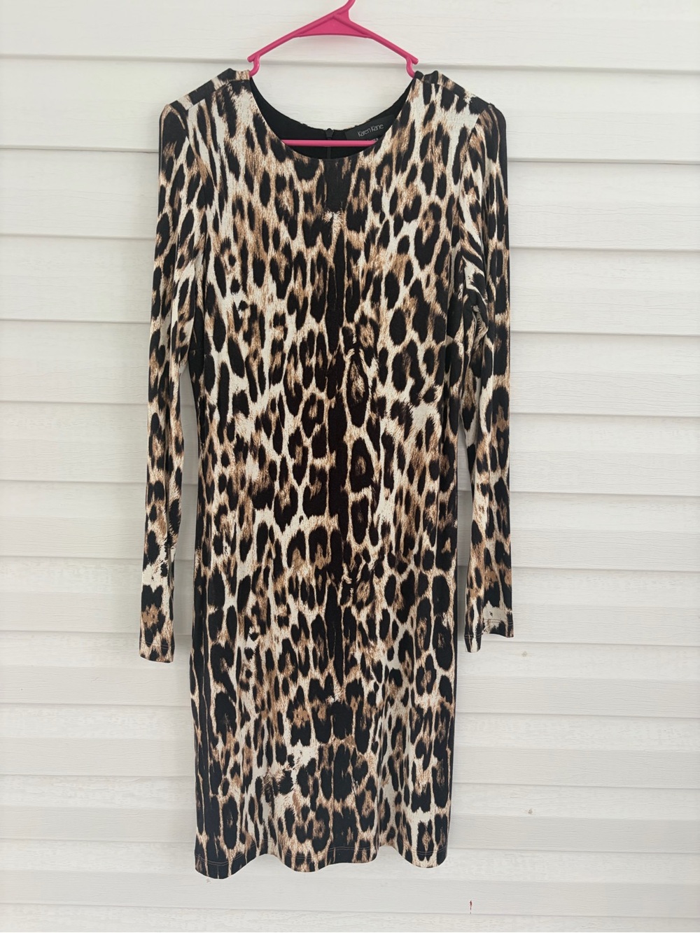 Karen Kane Leopard Print Long Sleeve Bodycon Mini Dress M Made USA Animal Print